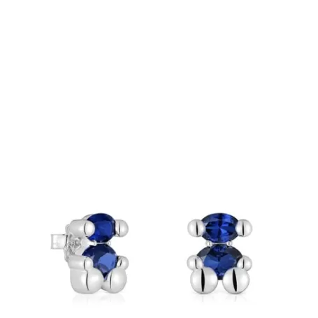 Best Boucles d’oreilles motif ourson en et saphir bleu créé en laboratoire 13 mm Color Bear LGG Boucles D'oreilles Petits