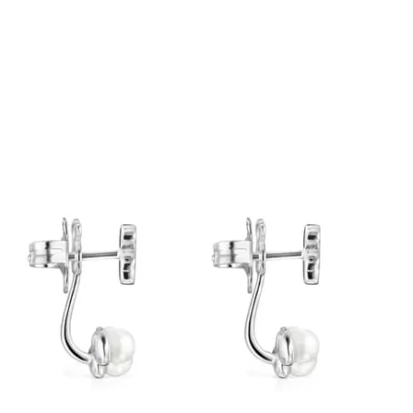 Store Boucles d'oreilles Nocturne courtes en Argent avec Perles Boucles D'oreilles En Argent | Boucles D'oreilles Perles