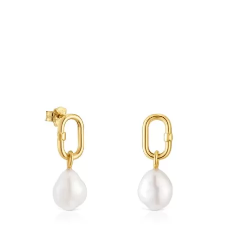 Cheap Boucles d’oreilles or et perles de culture courtes Hold Oval Des Boucles D'oreilles En Or | Boucles D'oreilles Petits