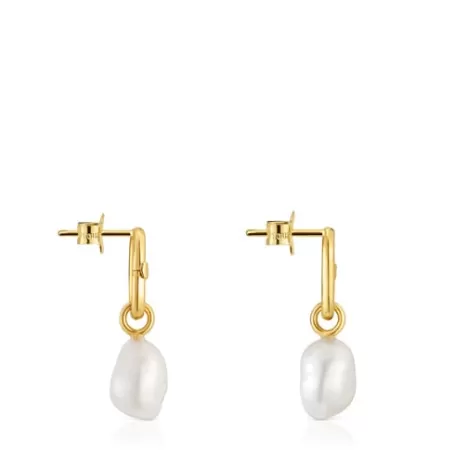 Cheap Boucles d’oreilles or et perles de culture courtes Hold Oval Des Boucles D'oreilles En Or | Boucles D'oreilles Petits