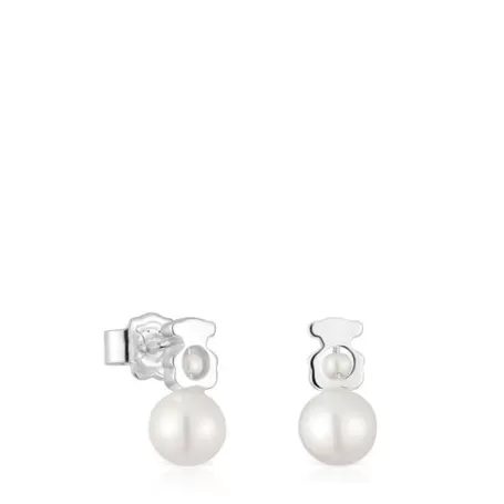 Shop Boucles d’oreilles ourson et perles de culture petites I-Bear Boucles D'oreilles En Argent | Boucles D'oreilles Petits