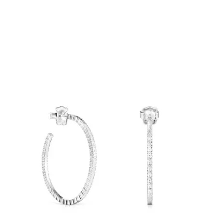 Fashion Boucles d’oreilles Straight disco grandes en Argent Boucles D'oreilles En Argent | Créoles