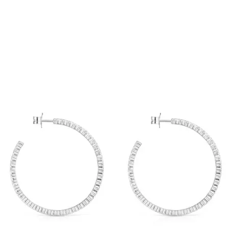 Fashion Boucles d’oreilles Straight disco grandes en Argent Boucles D'oreilles En Argent | Créoles