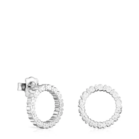 Clearance Boucles d’oreilles Straight disco moyennes en Argent Boucles D'oreilles En Argent