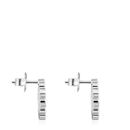 Clearance Boucles d’oreilles Straight disco moyennes en Argent Boucles D'oreilles En Argent