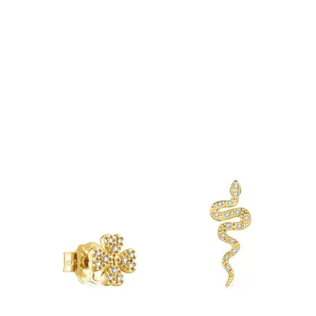 Online Boucles d’oreilles Good Vibes trèfle et serpent en Or et Diamants Des Boucles D'oreilles En Or | Boucles D'oreilles Petits