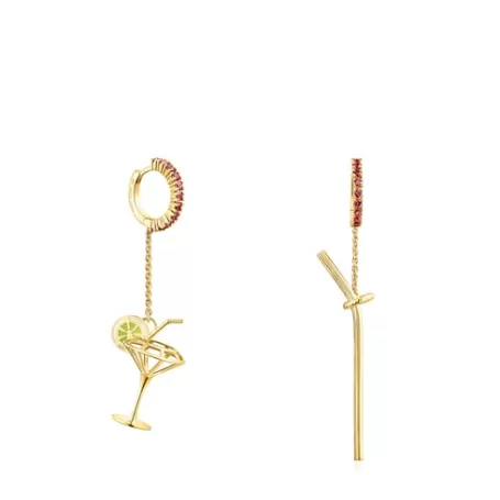 Best Sale Boucles d’oreilles St. Tropez Cup longues en argent vermeil et rhodolites Boucles D'oreilles En Argent | Boucles D'oreilles Longues