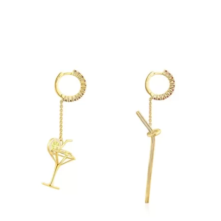 Best Sale Boucles d’oreilles St. Tropez Cup longues en argent vermeil et rhodolites Boucles D'oreilles En Argent | Boucles D'oreilles Longues