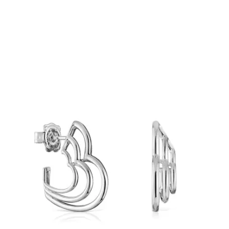 Store Boucles d’oreilles triple cœur en petites Bickie Boucles D'oreilles En Argent