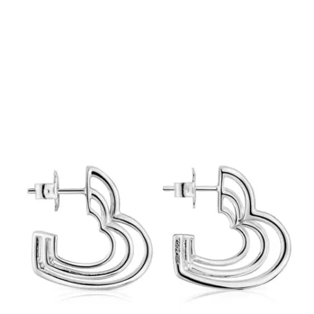 Store Boucles d’oreilles triple cœur en petites Bickie Boucles D'oreilles En Argent