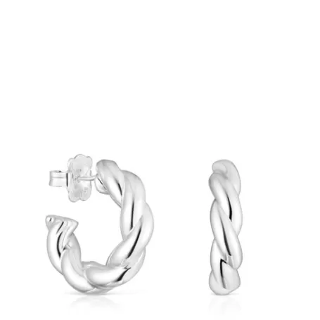 Hot Boucles d'oreilles Twisted en argent Boucles D'oreilles En Argent | Créoles