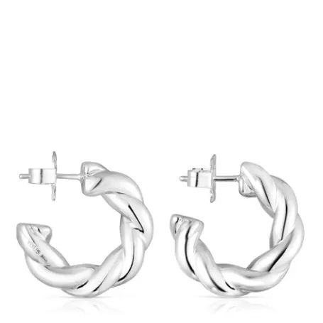 Hot Boucles d'oreilles Twisted en argent Boucles D'oreilles En Argent | Créoles