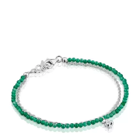 Sale Bracelet et calcédoine verte traitée Bold Bear Bracelets En Argent | Bracelets Chaîne