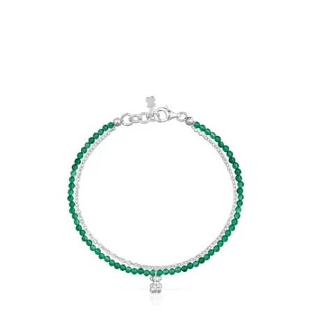 Sale Bracelet et calcédoine verte traitée Bold Bear Bracelets En Argent | Bracelets Chaîne