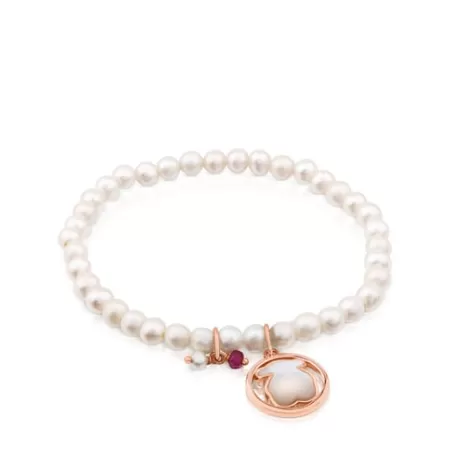 Cheap Bracelet Camille en Argent Vermeil rose avec Perles, Nacre et Rubis Bracelets En Argent | Bracelets En Perles