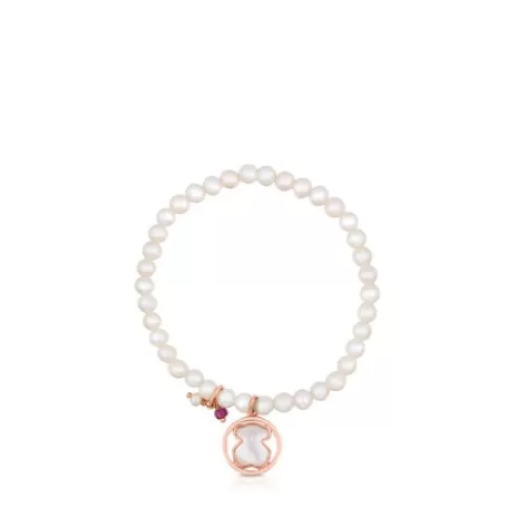 Cheap Bracelet Camille en Argent Vermeil rose avec Perles, Nacre et Rubis Bracelets En Argent | Bracelets En Perles