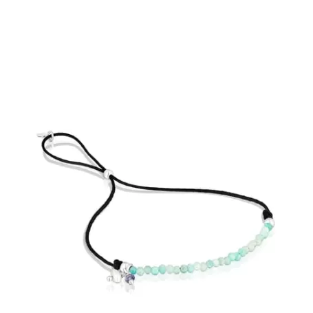 Online Bracelet Camille en nylon noir avec amazonites Bracelets En Argent | Bracelets En Cordon Et Fil