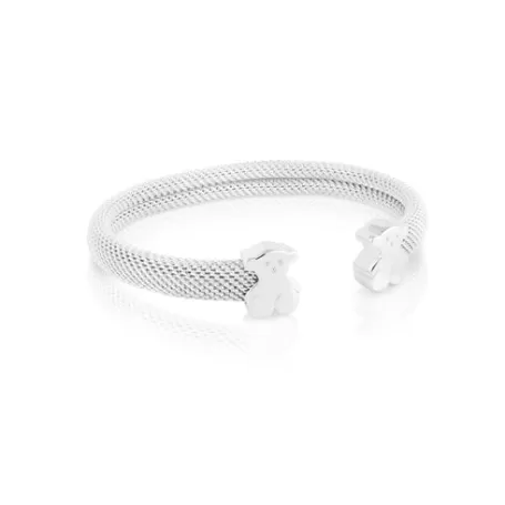 Discount Bracelet manchette Mesh en Argent Bracelets En Argent