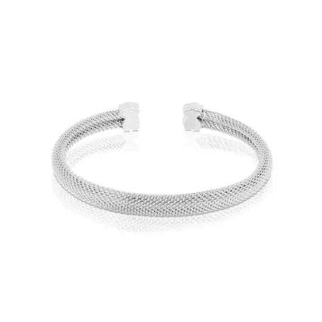 Store Bracelet manchette Mesh en Argent Bracelets En Argent | Bracelets Manchette