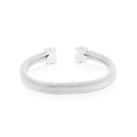 Discount Bracelet manchette Mesh en Argent Bracelets En Argent