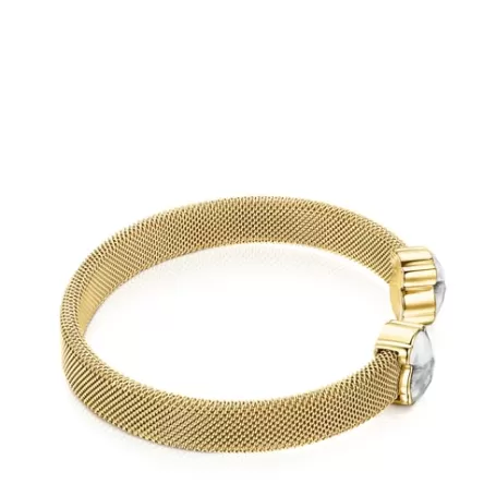 Best Bracelet Mesh Color en Acier IP doré et Howlite Bracelets En Argent | Bracelets Manchette