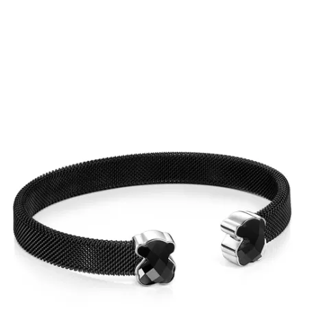 Best Sale Bracelet Mesh Color en Acier IP noir et Onyx Bracelets En Argent | Bracelets Manchette
