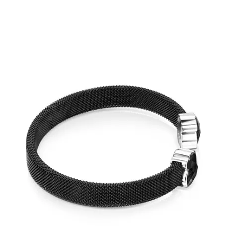 Best Sale Bracelet Mesh Color en Acier IP noir et Onyx Bracelets En Argent | Bracelets Manchette