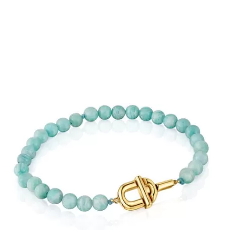 Best Sale Bracelet MANIFESTO en argent plaqué or 18 ct et amazonites Bracelets En Argent | Bracelets En Billes