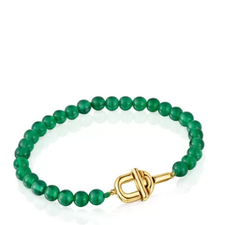Cheap Bracelet MANIFESTO en argent plaqué or 18 ct et traité calcédoines Bracelets En Argent | Bracelets En Billes