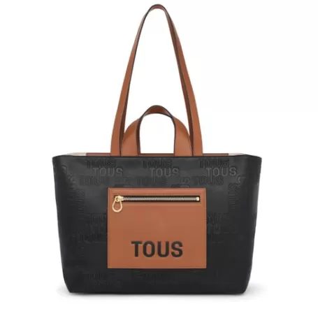 Store Cabas moyen noir et marron Nanda Cabas