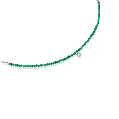 Fashion Collier et calcédoine verte traitée Bold Bear Colliers En Argent | Colliers Courts