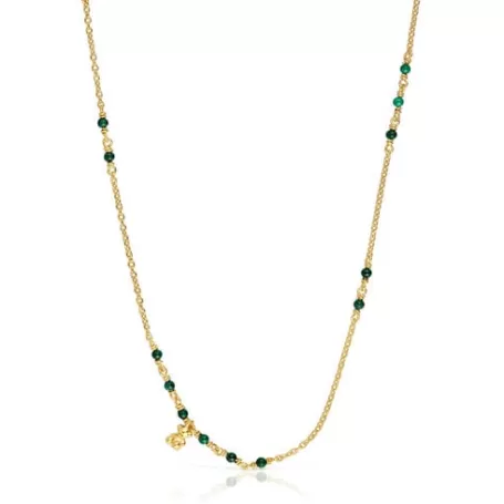 Outlet Collier argent vermeil et malachite Bold Bear Colliers En Argent | Colliers Courts