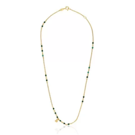 Outlet Collier argent vermeil et malachite Bold Bear Colliers En Argent | Colliers Courts