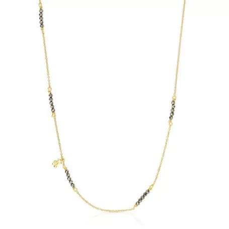 Fashion Collier Bold Bear en argent vermeil et pyrite Colliers En Argent | Colliers Courts