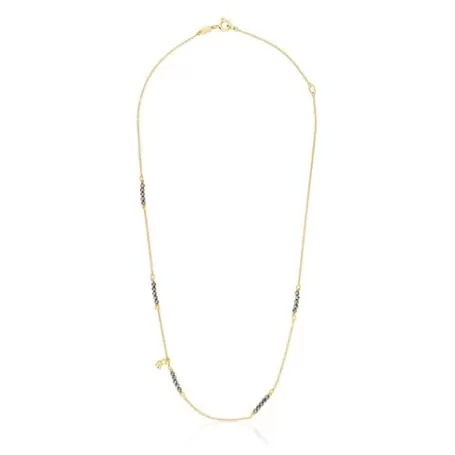 Fashion Collier Bold Bear en argent vermeil et pyrite Colliers En Argent | Colliers Courts