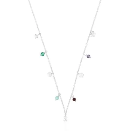 Best Collier en argent avec pierres précieuses et motifs Bold Motif Colliers En Argent | Colliers Courts