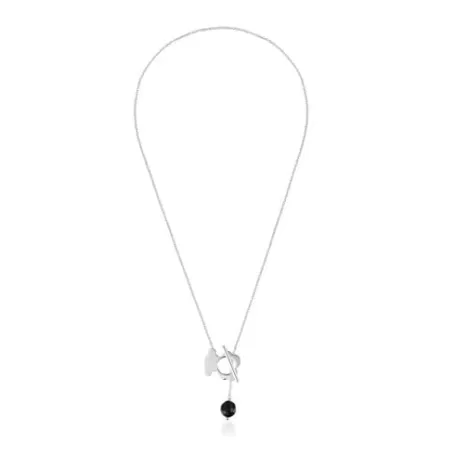 Online Collier ourson argent et onyx court I-Bear Colliers En Argent | Colliers Courts