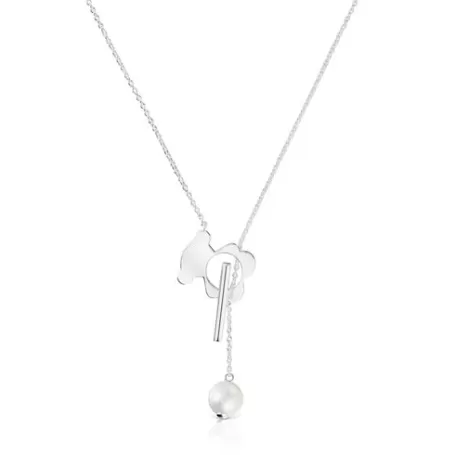 Hot Collier ourson argent et perle de culture court I-Bear Colliers En Argent | Colliers Courts