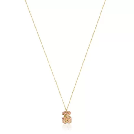 Clearance Collier ourson Bold Bear pierres précieuses et or Colliers En Or