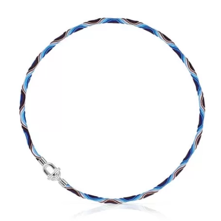 Flash Sale Collier/Bracelet élastique en avec cordon bleu et lilas MANIFESTO Bracelets En Argent | Colliers Courts