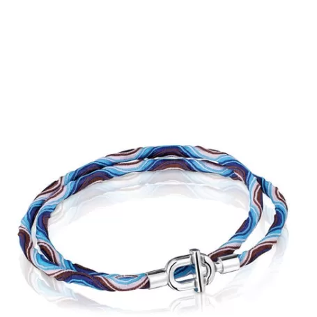 Flash Sale Collier/Bracelet élastique en avec cordon bleu et lilas MANIFESTO Bracelets En Argent | Colliers Courts