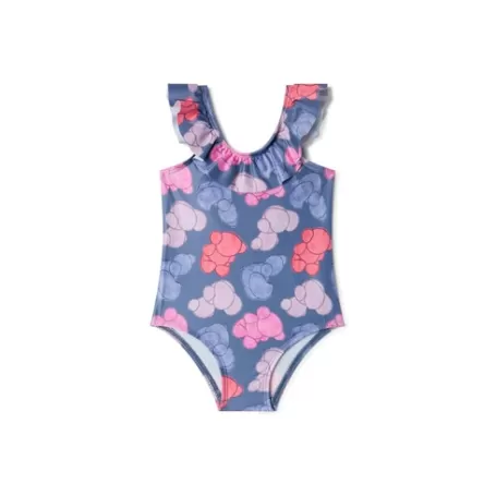 Outlet Girls one-piece swimsuit in Aqua navy blue Bébé