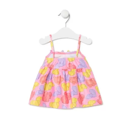 Outlet Girls sleeveless dress in Aqua pink Bébé