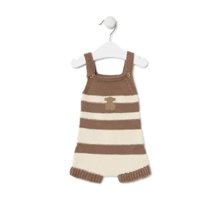 Cheap Knitted baby romper in Tricot stripy beige Bébé