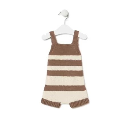 Cheap Knitted baby romper in Tricot stripy beige Bébé