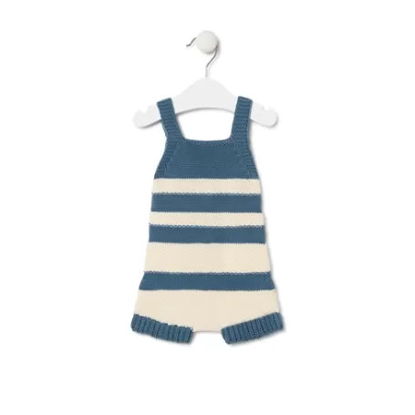 Shop Knitted baby romper in Tricot stripy blue Bébé