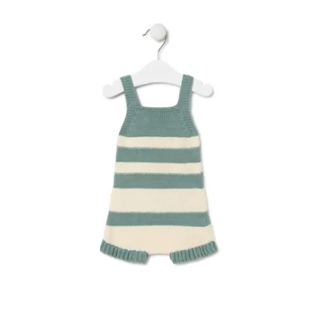 New Knitted baby romper in Tricot stripy green Bébé