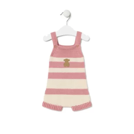 Cheap Knitted baby romper in Tricot stripy pink Bébé