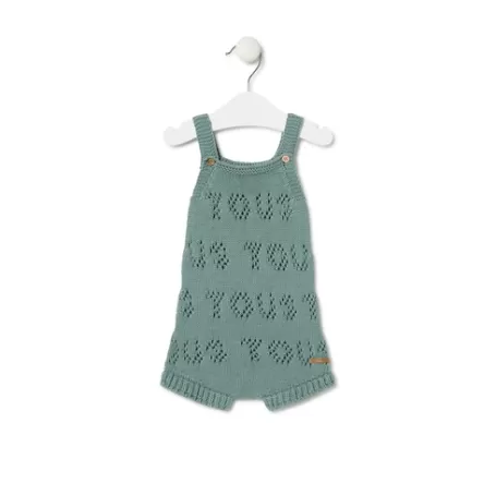 Shop Knitted baby romper in Tricot logo green Bébé