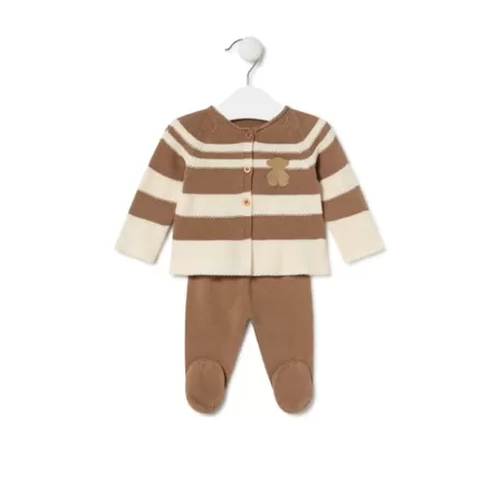 Best Knitted baby set in Tricot stripy beige Bébé